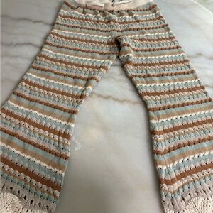 Zara Knit Pants with Cream and Brown Accents